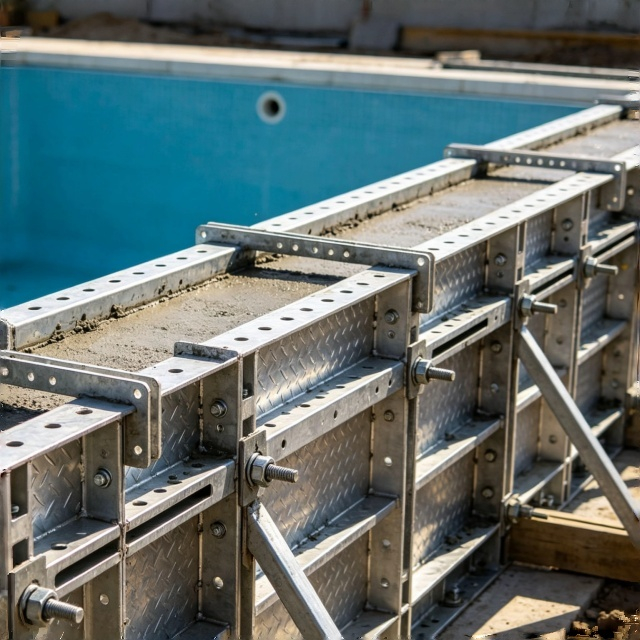 Custom Swimming Pool Steel Formwork | Durable Concrete Pool Molds Manufacturer Swimming Pool Steel Formwork High Precision, Reusable Steel Molds for Concrete Pool Construction Custom Shapes & Sizes A